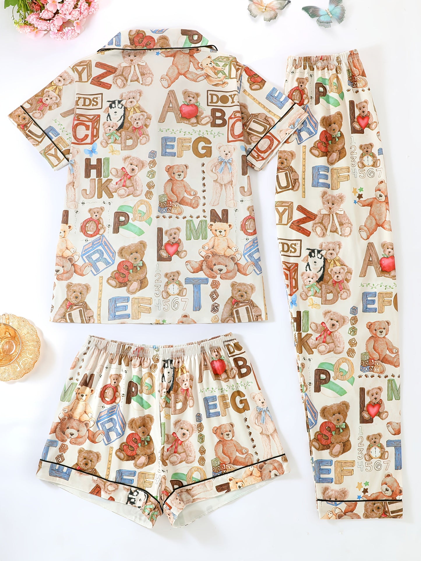 Teddy Alphabet Fun Nightwear Set (3-Piece Combo)