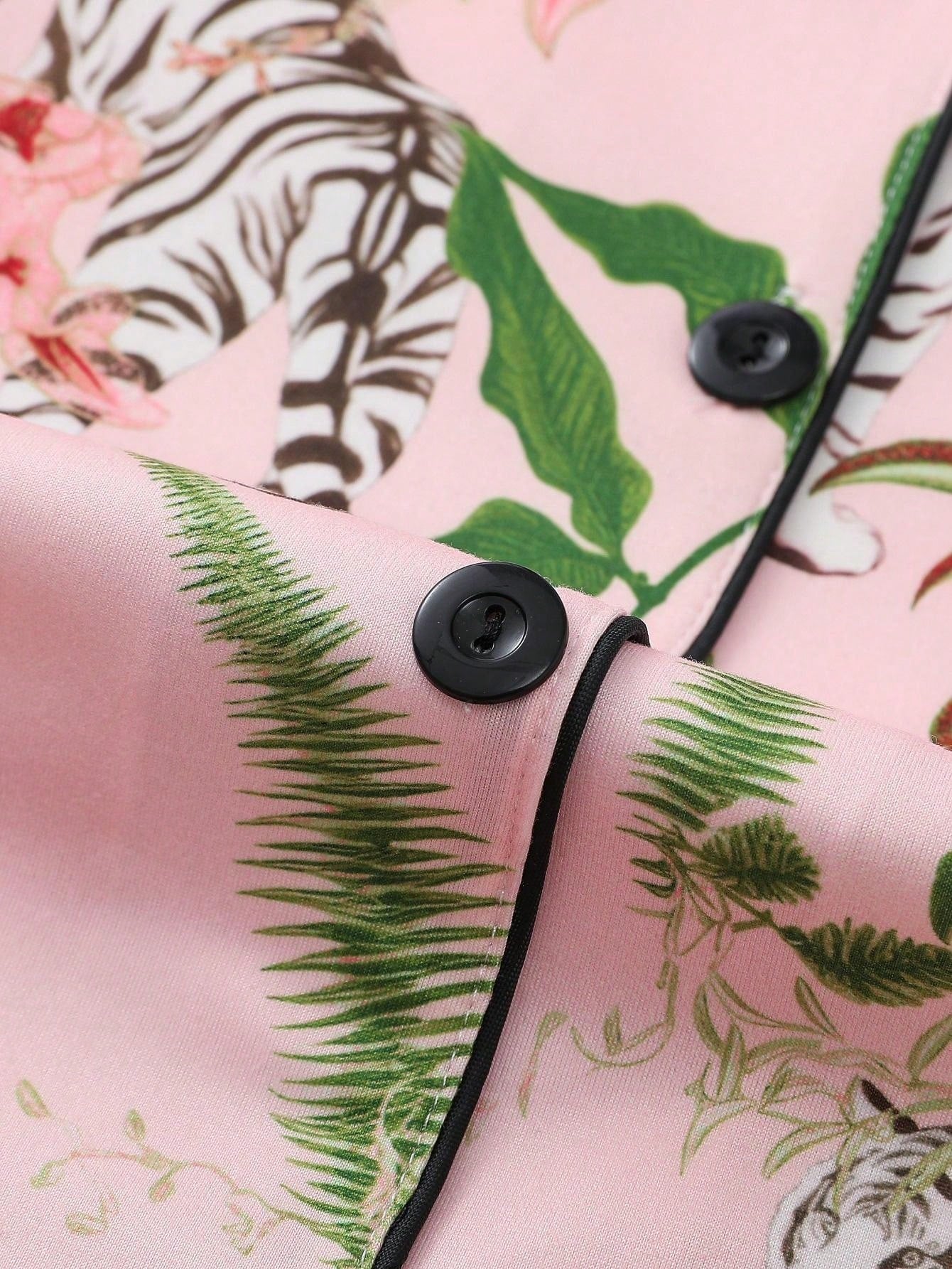 Blush Jungle Tiger Satin Pajama Set