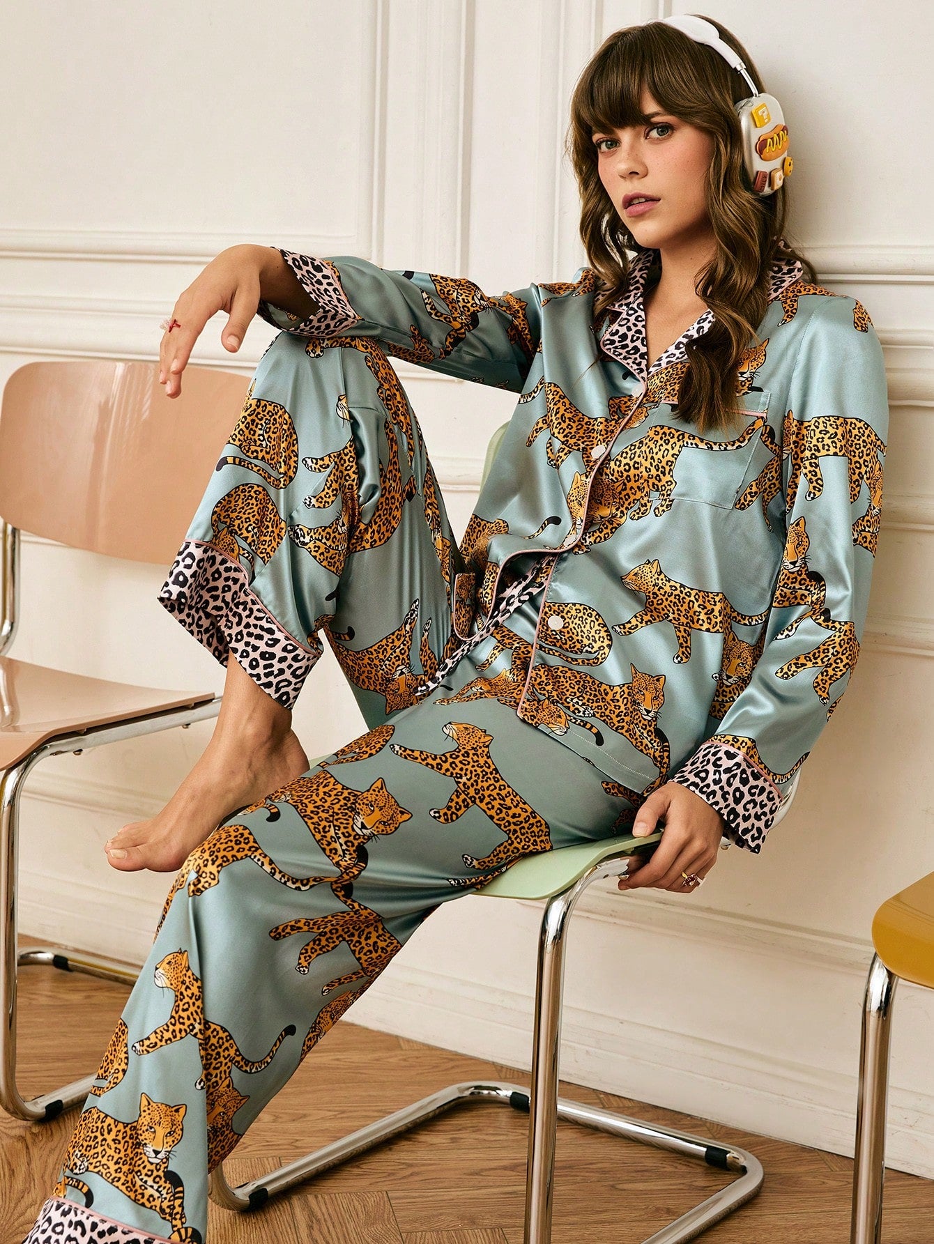 Sage Leopard Lounge Pajama Set