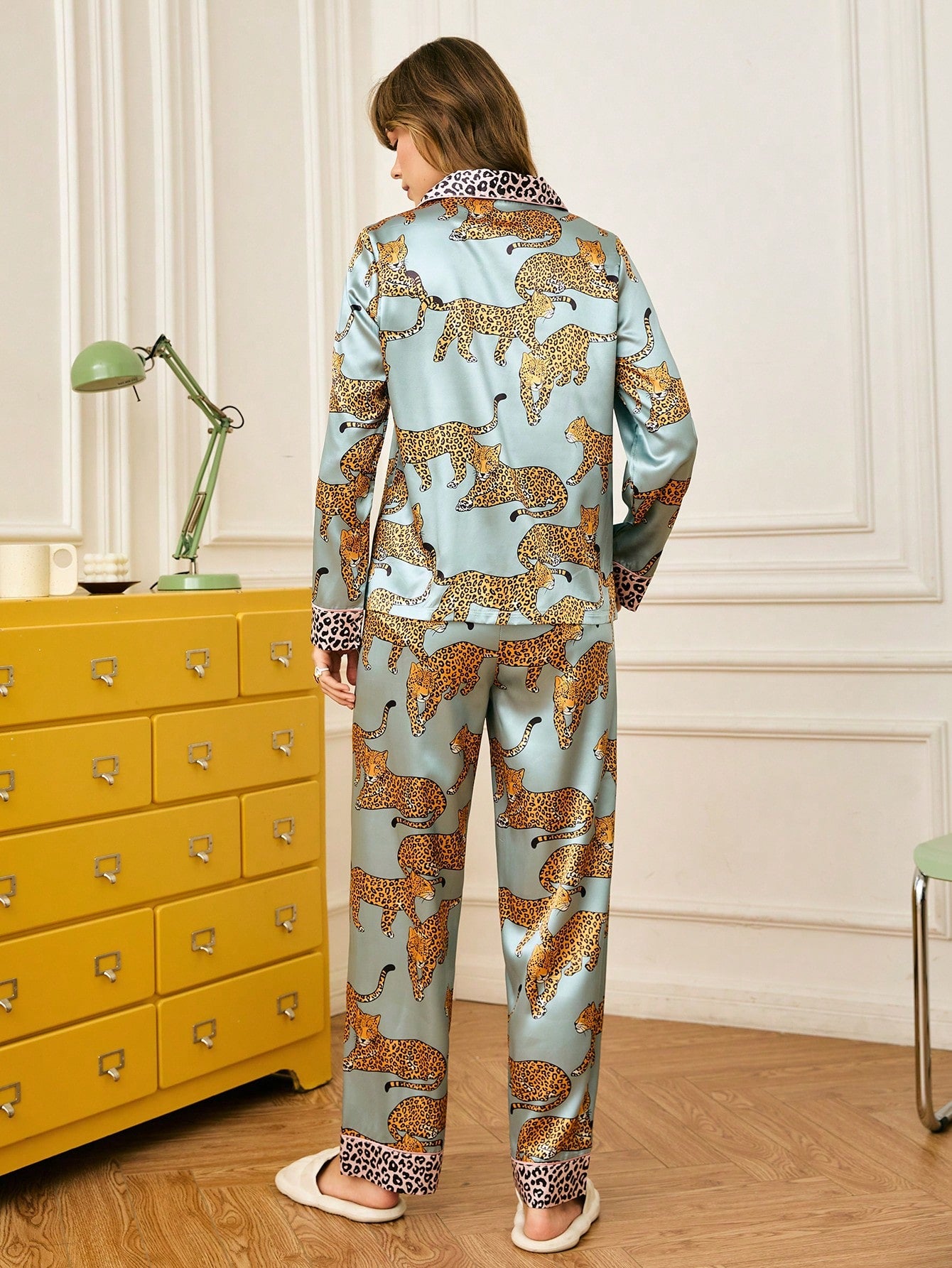 Sage Leopard Lounge Pajama Set