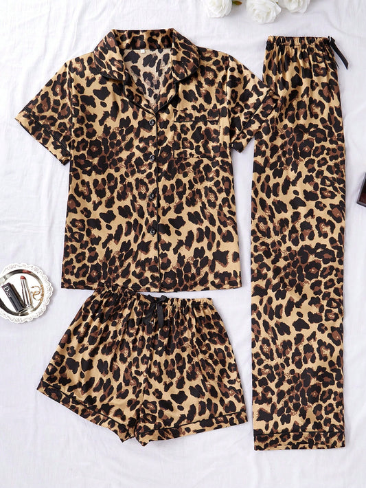 Leopard Luxe 3-Piece Women’s Pajama Lounge Set