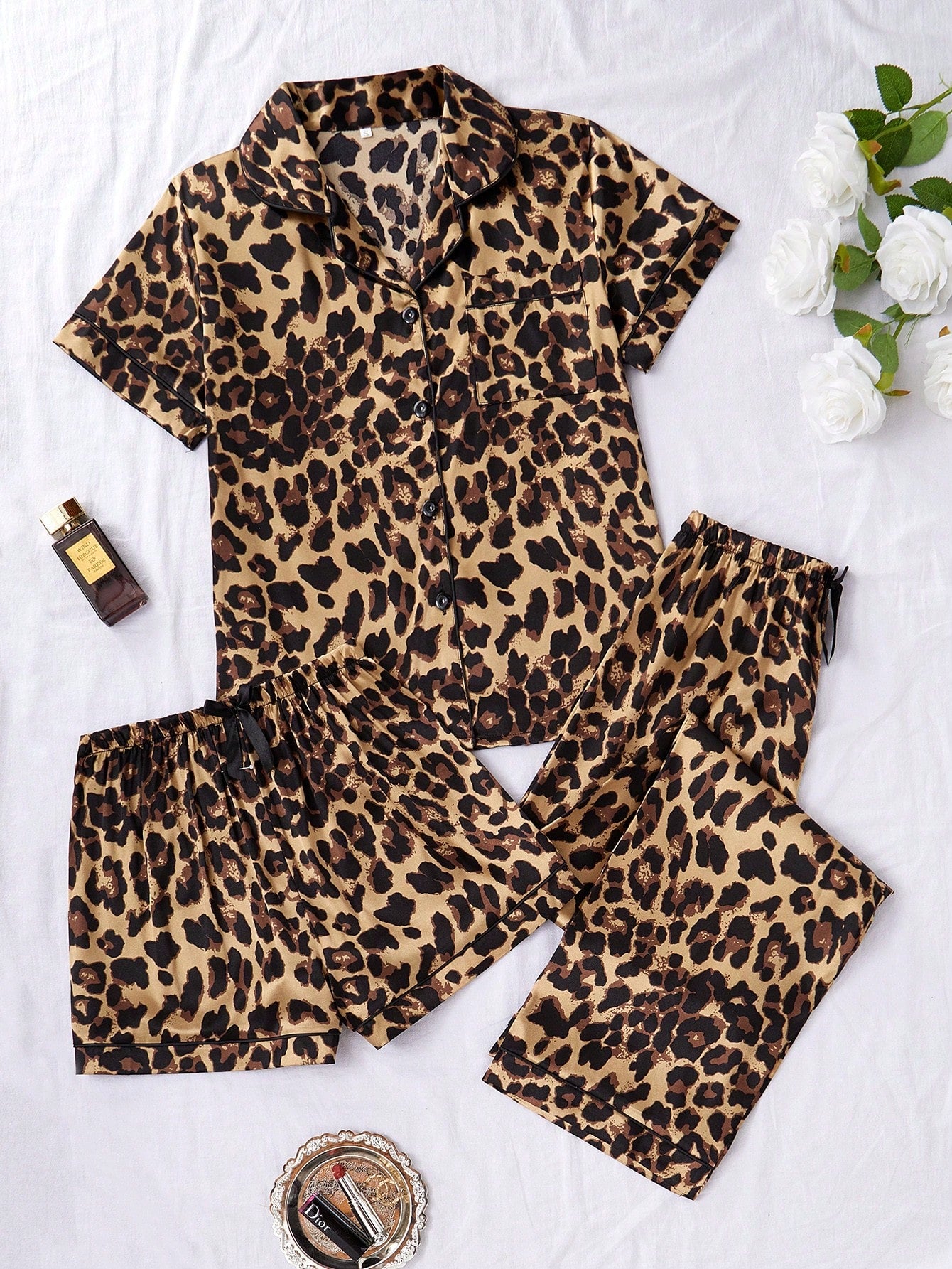 Leopard Luxe 3-Piece Women’s Pajama Lounge Set