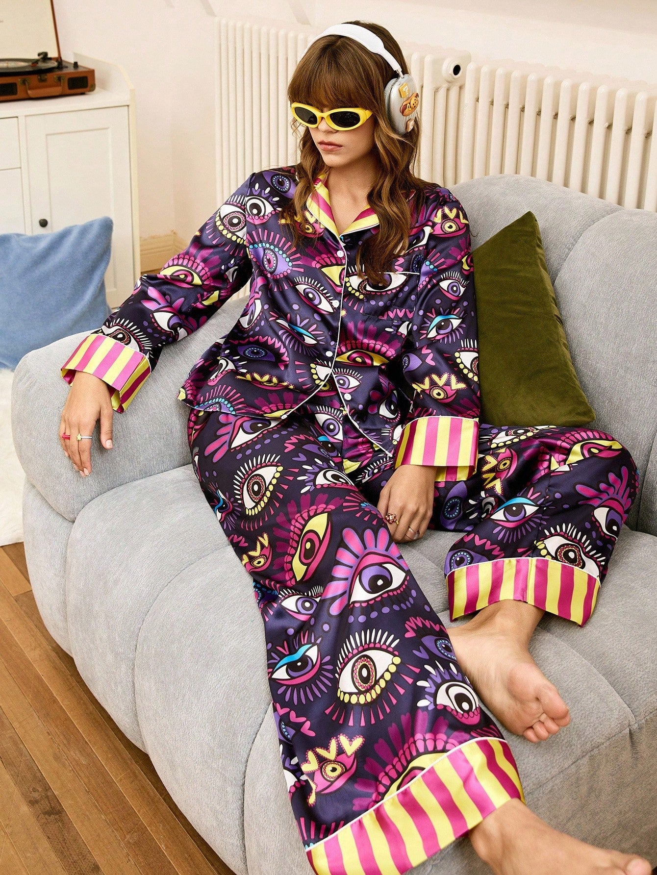 Mystic Eye Satin Pajama Set