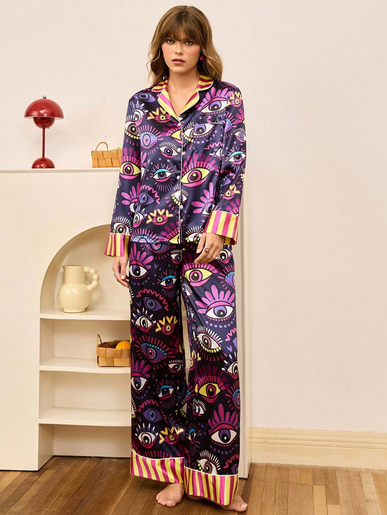 Mystic Eye Satin Pajama Set