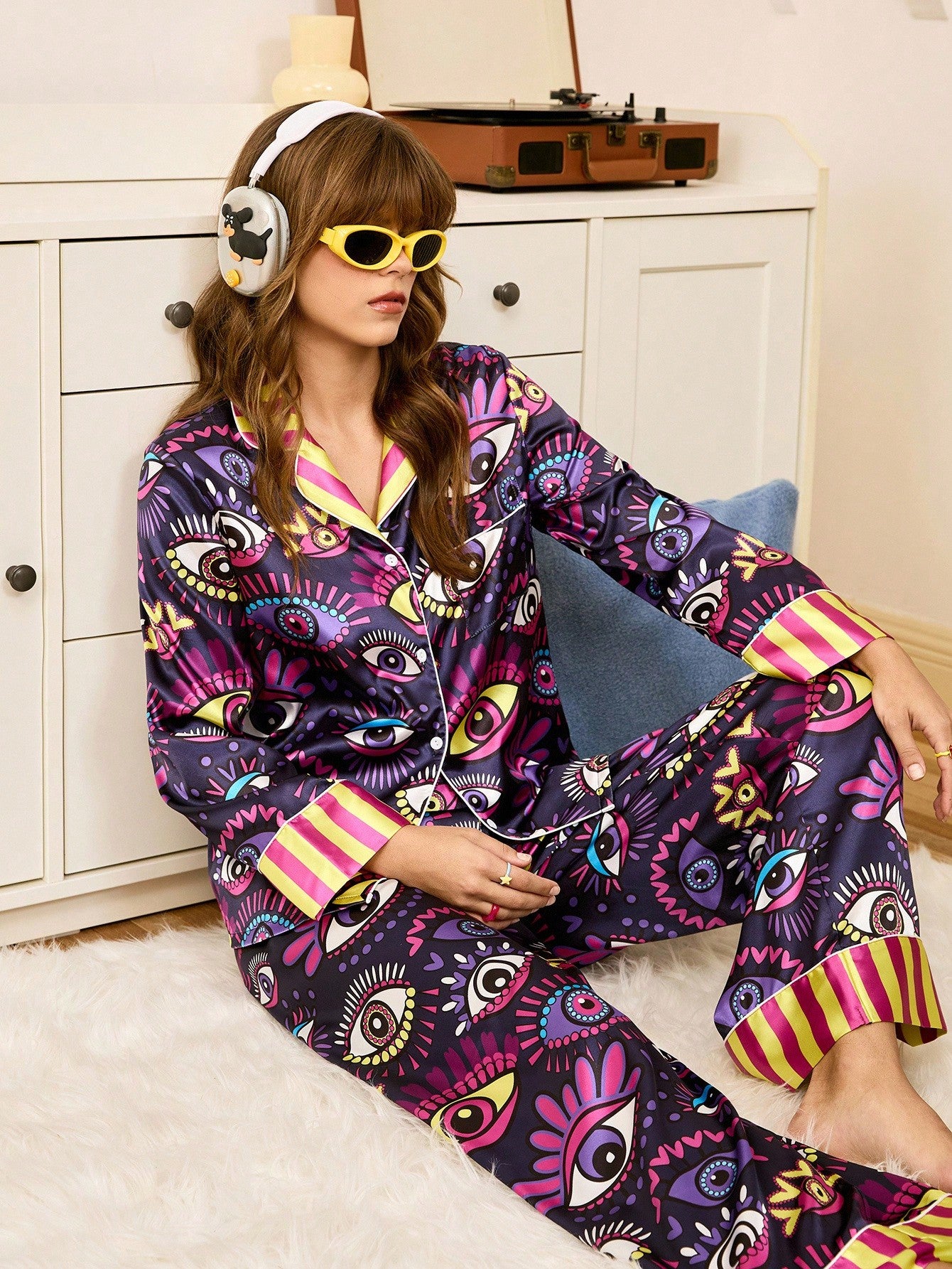 Mystic Eye Satin Pajama Set