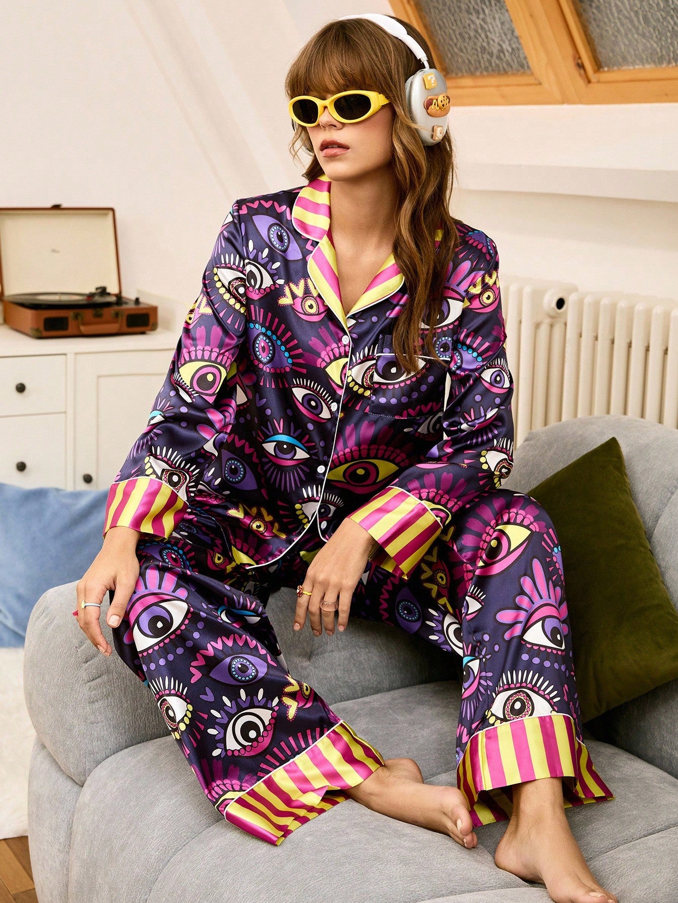 Mystic Eye Satin Pajama Set