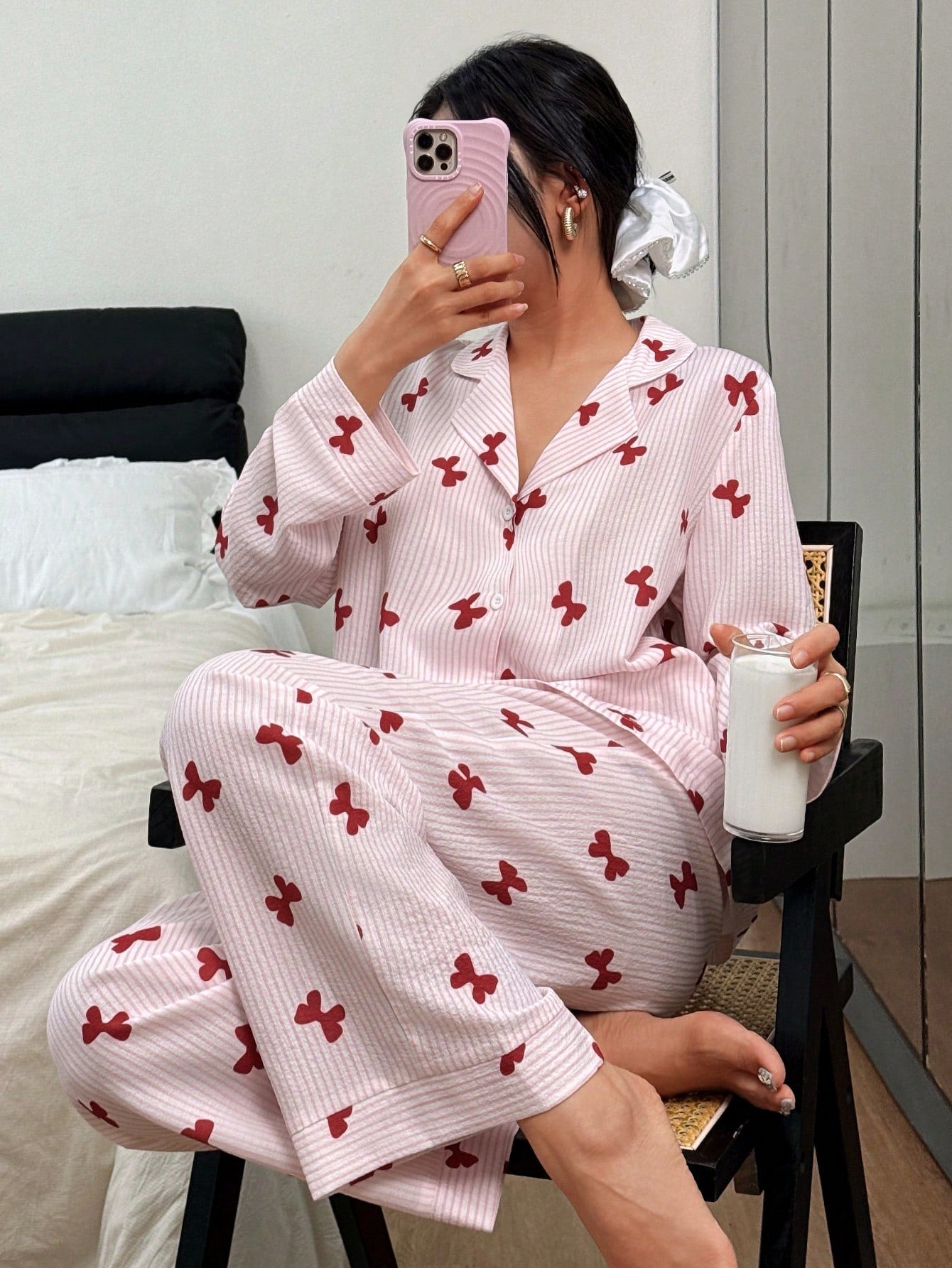 Blush Butterfly Stripe Pajama Set