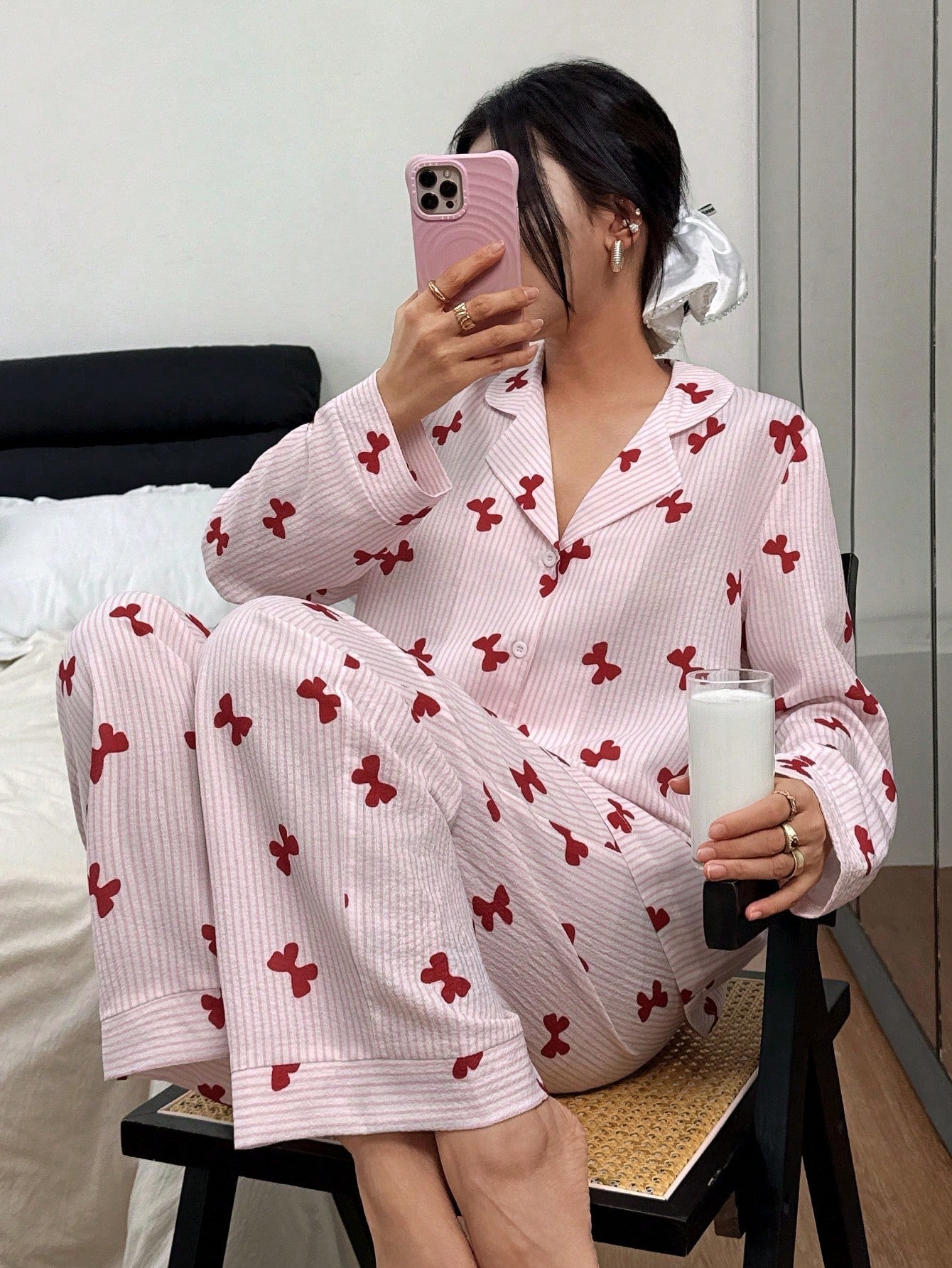Blush Butterfly Stripe Pajama Set