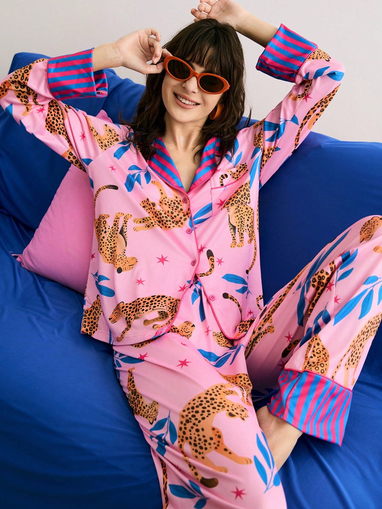 Pink Leopard Lounge Pajama Set