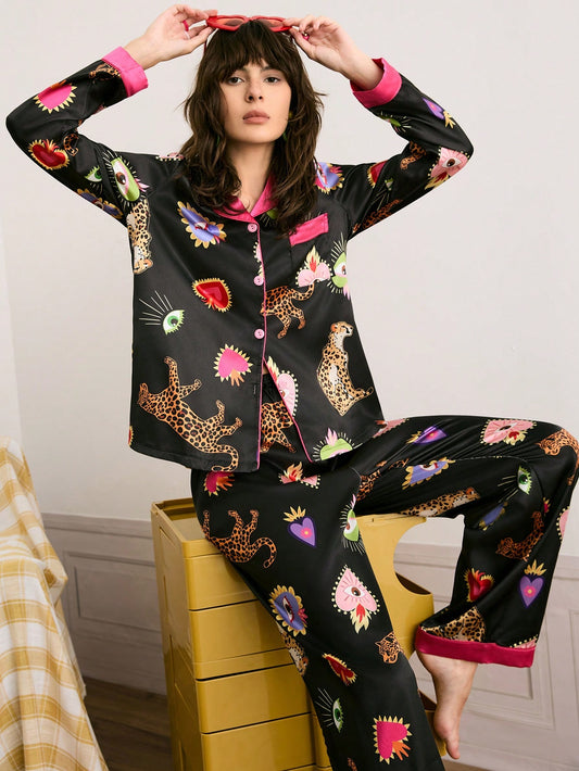 Midnight Safari Printed Pajama Set