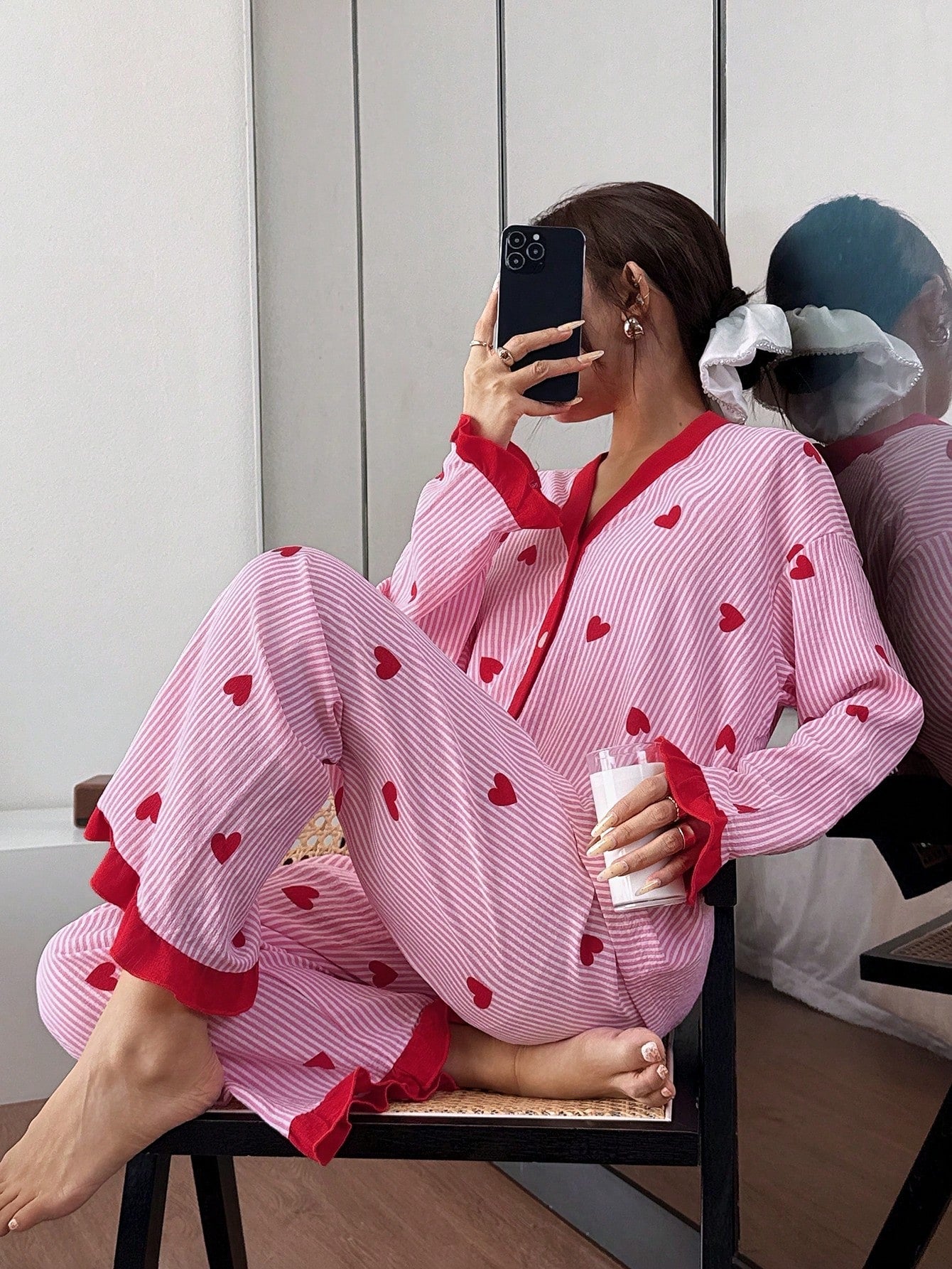 Heartstripe Cotton Pajama Set