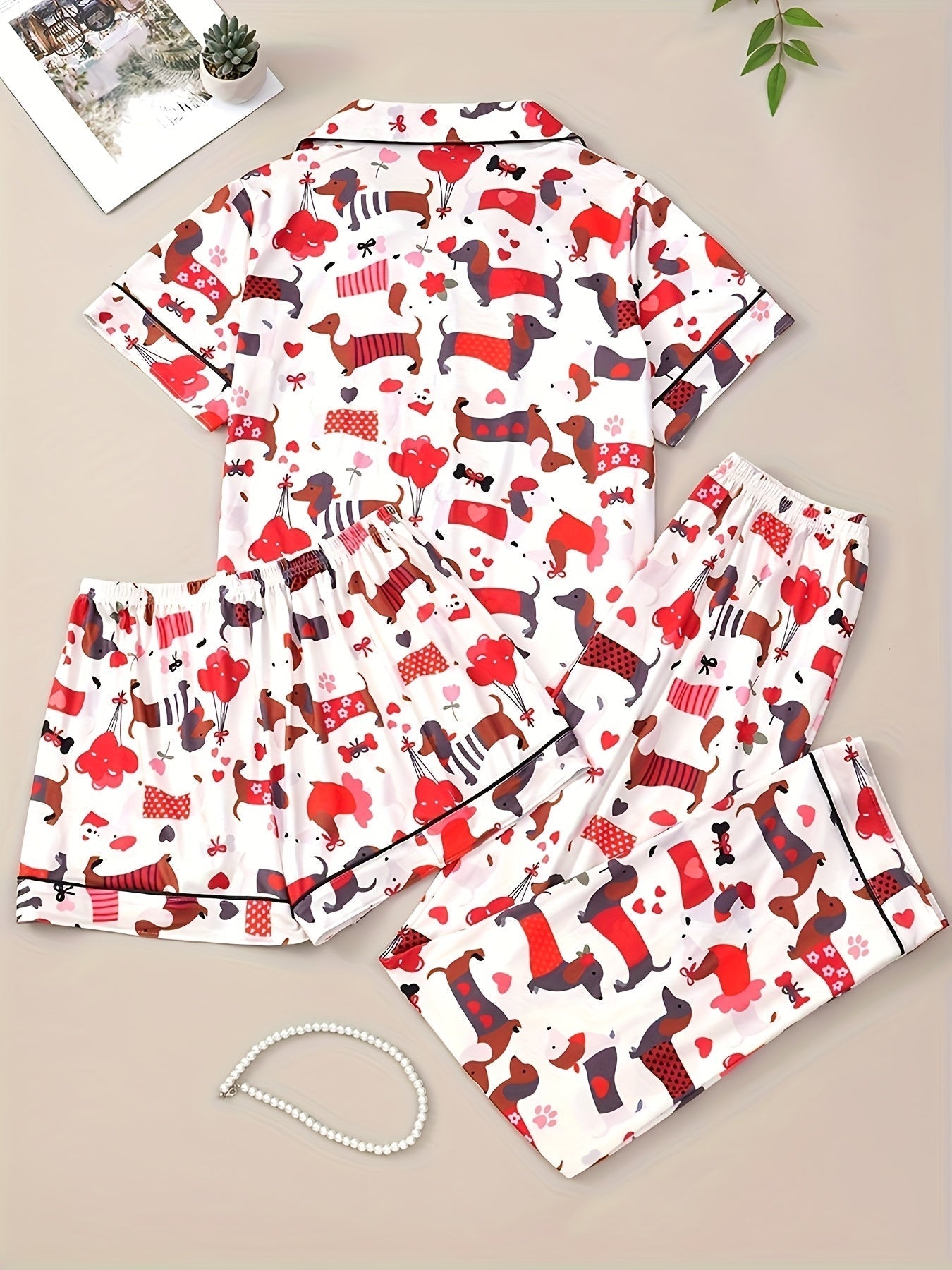 Pawfect Love Dog Print Nightwear Set (3-Piece Combo)