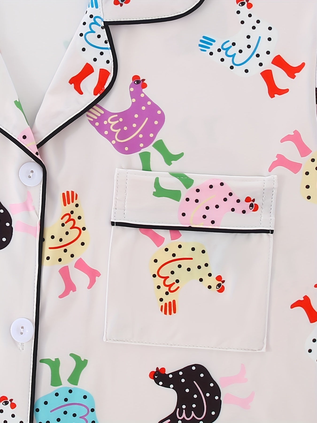 Cute Cartoon Chicken Printed Pajama Set (3-Piece Nightwear Combo)