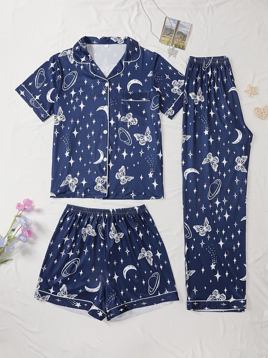 Starlit Dreams Nightwear Set (3-Piece Combo)