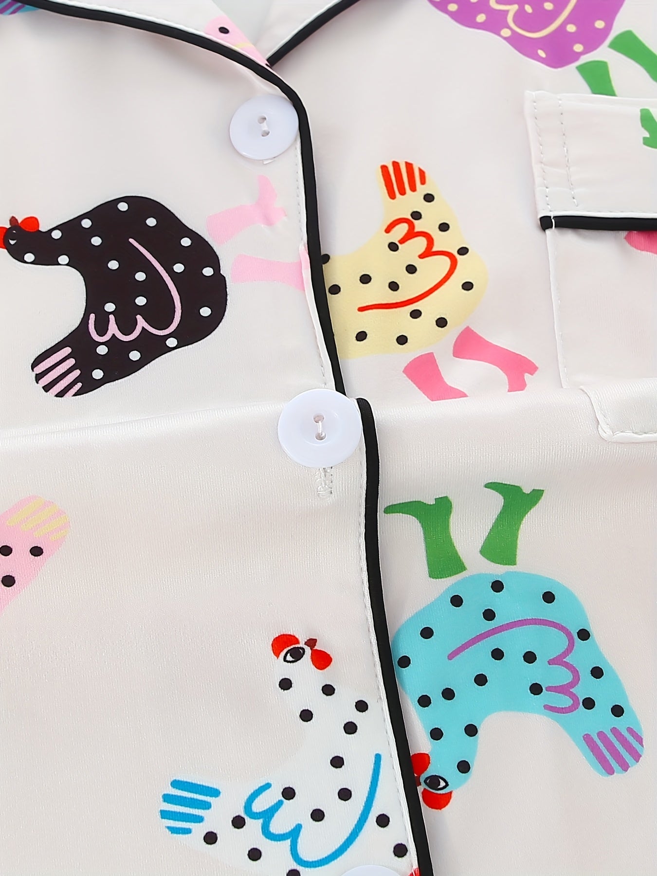 Cute Cartoon Chicken Printed Pajama Set (3-Piece Nightwear Combo)