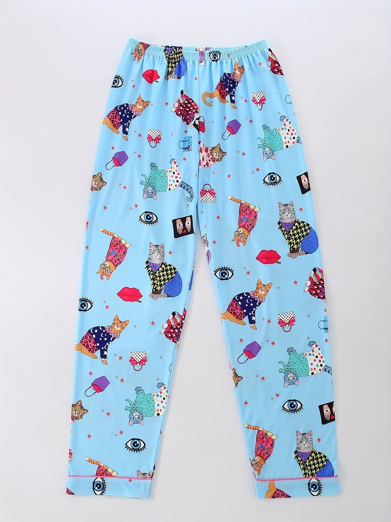 Quirky Cat Party Nightwear Set (3-Piece Combo)